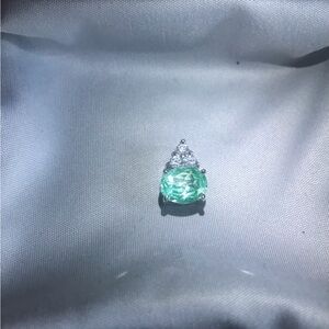 Silver Teardrop Pendant with Mint Green Gemstone